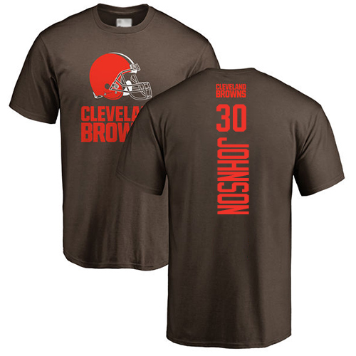 Men Cleveland Browns D Ernest Johnson Brown Jersey #30 NFL Football Backer T Shirt